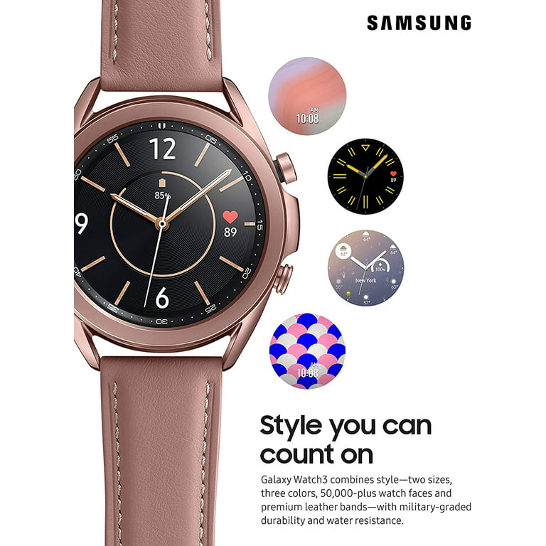 Samsung Galaxy Watch 3 Gps 41mm Mystic Bronze Smartwatch With Leather Band Sm R850 Certified A Stock Walmart Com
