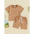 thumbnail image 2 of Suealasg Kids Girls Summer 2Pcs Clothes 6M 1T 2T 3T Toddler Baby Girls Casual Beach Outfits Floral Print Short Sleeve T-Shirt and Elastic Shorts Set, 2 of 9