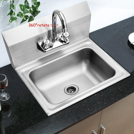 Stainless Steel Hand Wash Sink Washing Wall Mount Commercial Heavy Duty