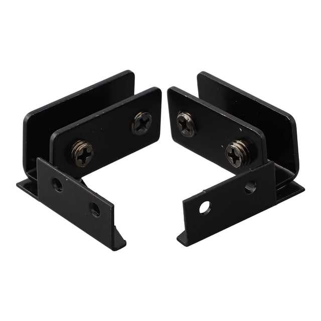 LEFU pour Charnières de Porte en Verre Sans Perçage, Lot de 2, Quincaillerie d'Armoire d'Exposition en Acier Inoxydable pour Tablettes en Verre de 5 à 8 mm, Ajustement à Vis Réglable, Salle de Bain Cuisine Vitrine Support pour Aquarium Pinces Noir