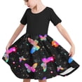 thumbnail image 6 of JoyHoop Girls Tie Dye Dress Clothes Kids Short Sleeve School Twirly Skater Dress Size 4-14 Years, 6 of 7