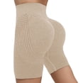 thumbnail image 2 of Yoga Shorts for Women High Waist Seamless Lifting Stretchy Breathable Slim Fit Gym Shorts for Workout Wear Beige L, 2 of 7