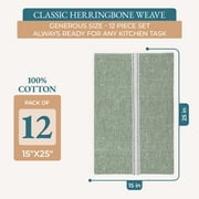 Kitchen Towels Set - 100% Pure Cotton Dish Towels for Kitchen, Super Absorbent Kitchen Hand Towel, Soft & Durable Dish Cloths, Pack of 12 – 15”x25”, Olive Chambrey