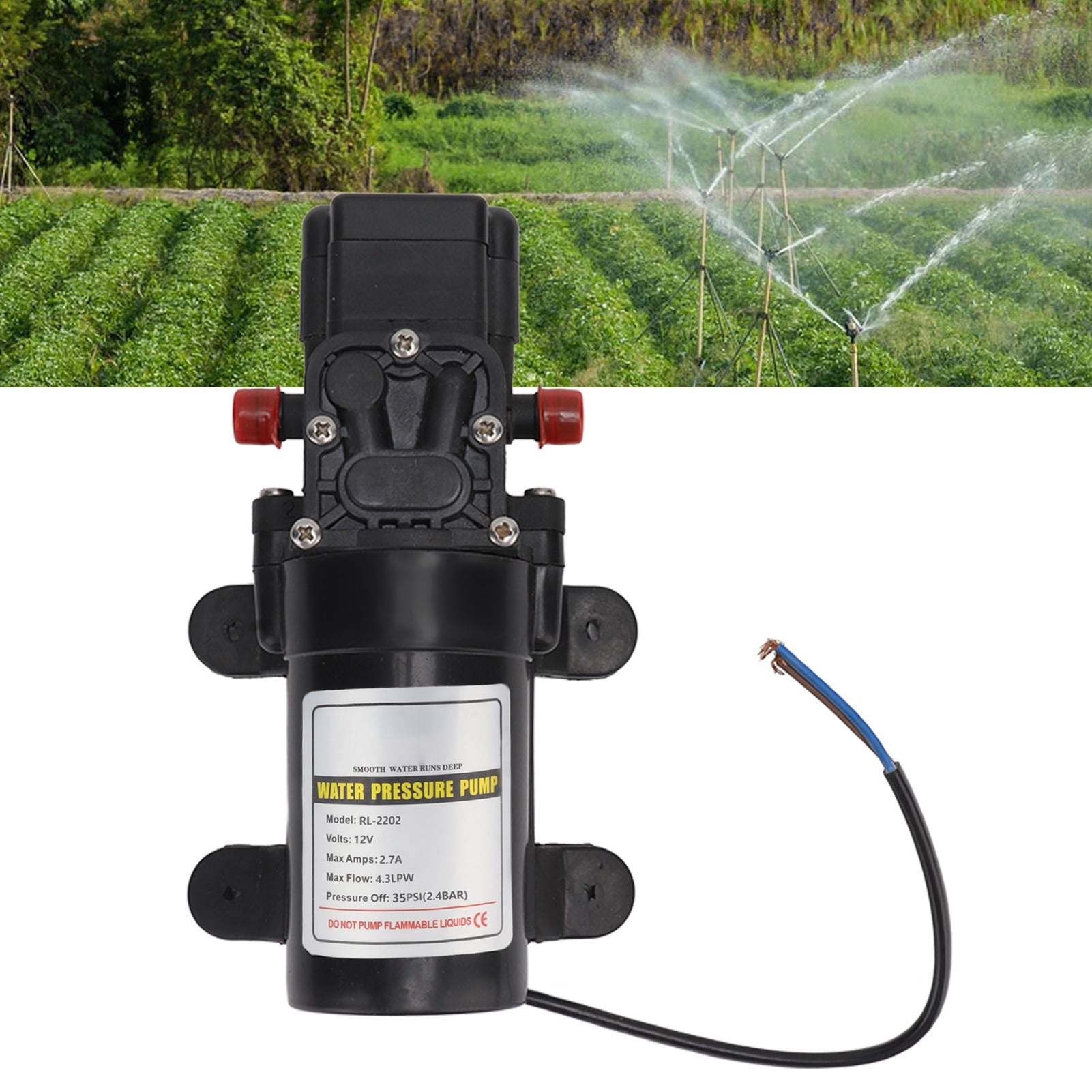 BIMZUC Water Pressure Diaphragm Pump Self Priming High Pressure Outdoor RV Marine Transfer Pump, RL-2202 12V