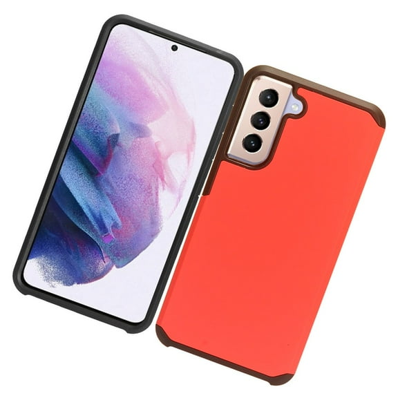 Case for Samsung Galaxy S21 FE Armor Dual Layer 2 in 1 Rubberized Hard Shell Shockproof TPU Hybrid Ultra Slim Cover for Galaxy S21 Fan Edition by Xcell - Red