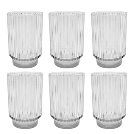 Koyal Wholesale 6-Piece Clear Ribbed Glass Votive Candle Holders, 3 x 4.7-Inch, Footed Tealight Holders for Wedding & Home Decor