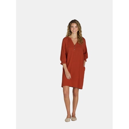 Time and Tru Women's Mini Double Cloth Dress, Sizes XS-XXXL