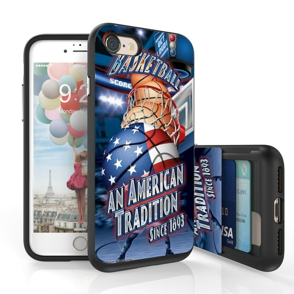 Iphone 7, Iphone 7s, Iphone 8, Iphone 8s Case, DuoShield Slim Wallet Case   Dual Layer Card Holder Basketball Design