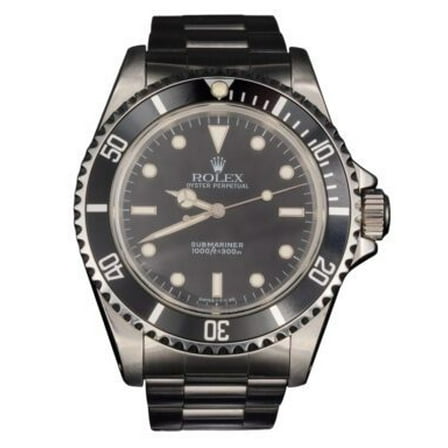 Pre-Owned Mens Rolex Stainless Steel Submariner Watch Black Dial 14060