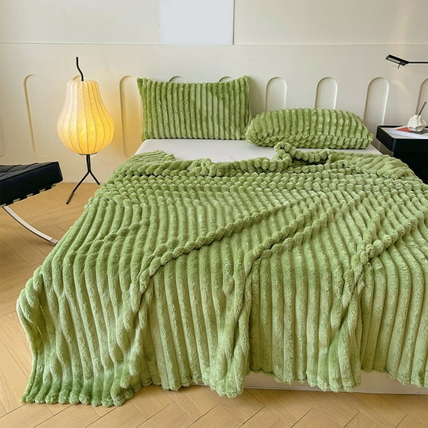 Manta de franela suave y afelpada – Manta cálida y acogedora de microfibra acanalada para cama y sofá, ideal para todas las estaciones y para decorar el sofá de la sala de estar.