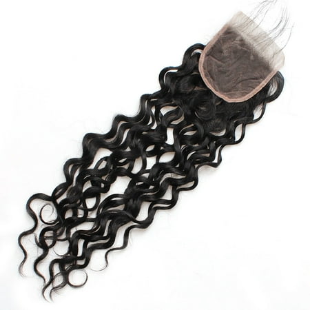Weave Lace - Allove 7A Brazilian Water Wave 4*4 Lace Closure with Baby Hair Free Part 1 Bundle, 18