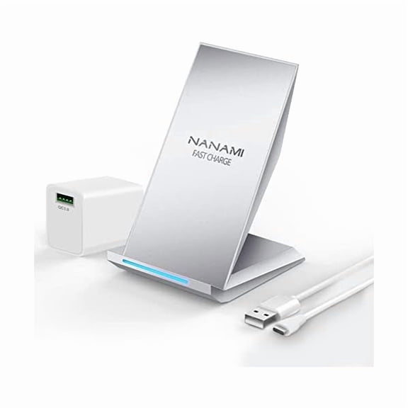 FU1999 Fast Wireless Charger, Qi Certified Charging Stand[with QC3.0 Adapter] 7.5W Compatible iPhone 16/16 Plus/16 Pro/16 Pro Max/15/14/13/12,10W for Samsung Galaxy S24/S23/S22/S21/S20/S10/S9/Note 20