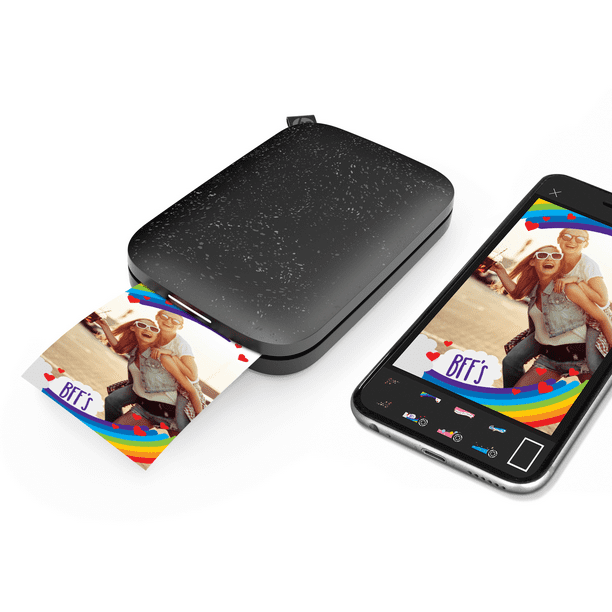 HP Sprocket Portable 2x3" Instant Photo Printer (Black Noir) Pictures Zink Sticky-Backed Paper from your & Device. - Walmart.com