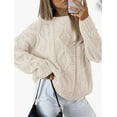 thumbnail image 3 of Women's Oversized Cable Knit Sweater - Chunky Knit Pullover with Timeless Textured Design for Effortless Casual Chic Fall & Winter Fashion, 3 of 7