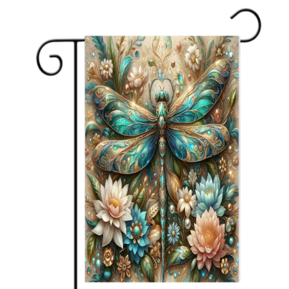 Dragonfly 12 x 18 Polyester Floral Garden Outdoor Flag