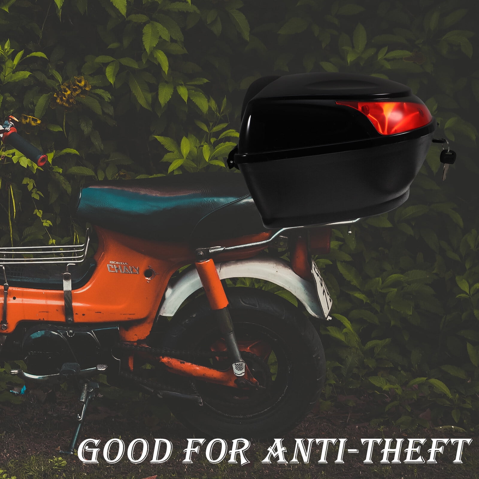 Motorcycle Tail Box Trunk Large Capacity Luggage Storage Carrier Case with Lock Helmet Top Box for Motorcycle Scooter-Black