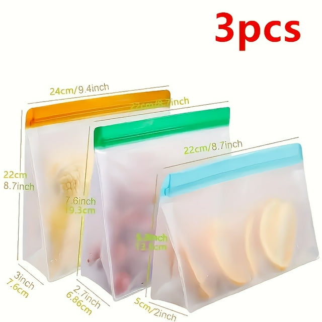 LOVEVER Sacs de Rangement Alimentaires en Silicone Réutilisables Sacs de Congélation Réutilisables Étanches Sacs de Rangement pour Voyage/maison Sacs Cadeaux de Cuisine Sacs Scellés sous Vide -1 Sac Réutilisable Gallon/1 Sandwich Réutilisable