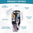 thumbnail image 2 of Yayeee 30oz Double-Wall Insulated Stainless Steel Tumbler with Handle Bottle, White Skeleton, 2 of 8