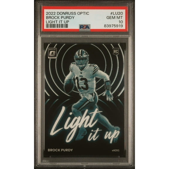 Graded 2022 Panini Donruss Optic Brock Purdy #LU20 Light It Up Rookie RC Football Card PSA 10 Gem Mint