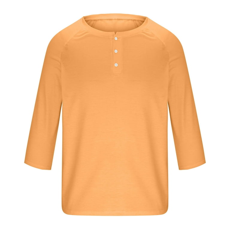 HAOTAGS Men's Henely Shirt, 3/4 Sleeve Button Basic T-Shirts