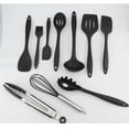 thumbnail image 2 of Juego de utensilios de cocina de silicona, cucharas de cocina, espátulas, pinzas, cucharas espumaderas, cucharones de sopa, batidores, pinzas para espagueti. (Negro), 2 of 5