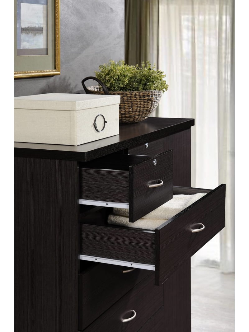 Hodedah 7-Drawer Dresser with Side Cabinet with 3-Shelves