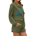 thumbnail image 5 of Long Sleeve Women 2 Pieces Sweatsuit Half Button Sweatshirt and Shorts Sets Outfit, 5 of 6