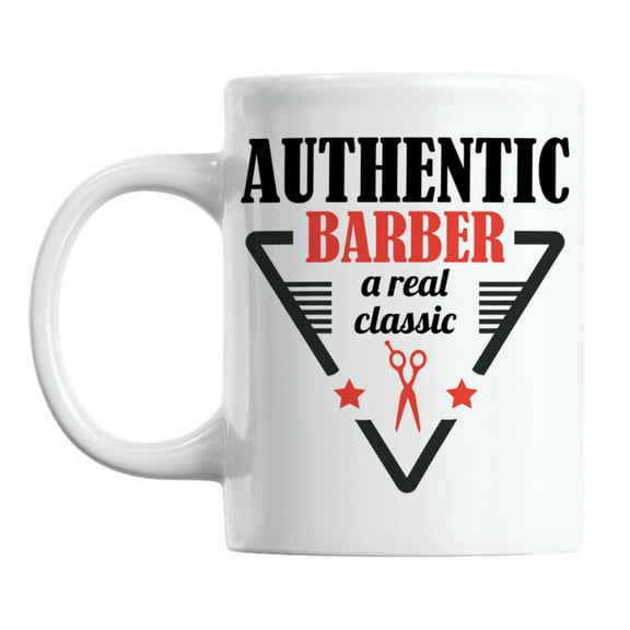 Authentic Barber, A Real Classic White Ceramic Coffee & Tea Mug (11oz)