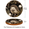 thumbnail image 3 of Hedgehog 6PCS Round Microfiber Leather Coasters, 11x11 cm/4.3x4.3 in, Drink Mats for Home and Office, Set of 6 Coasters, 3 of 6
