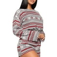 thumbnail image 1 of Liacowi Women Christmas Pajama Set Long Sleeve Crop Top Shorts 2Pcs Xmas Snowflake Print Knit Homewear, 1 of 6