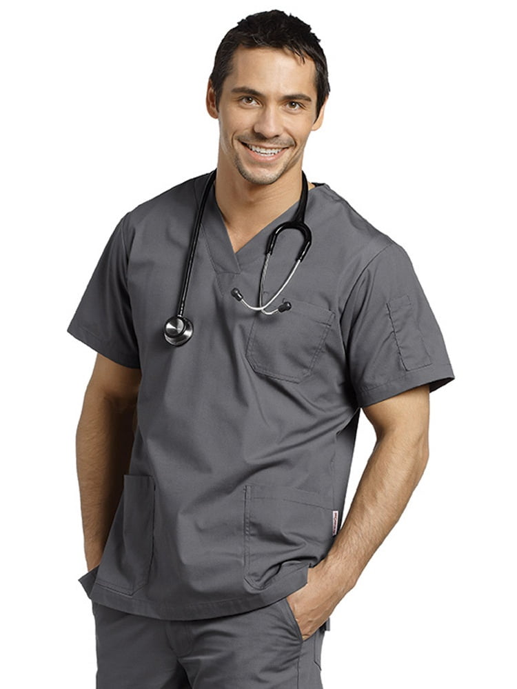 White Cross Mens VNeck Scrub Top