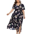 thumbnail image 2 of SMihono Robe Maxi Bohème d'Été pour Femmes Grande Taille Robe Longue à Manches Longues Épaules Dénudées en Chiffon Irrégulier Robe de Plage, 2 of 5