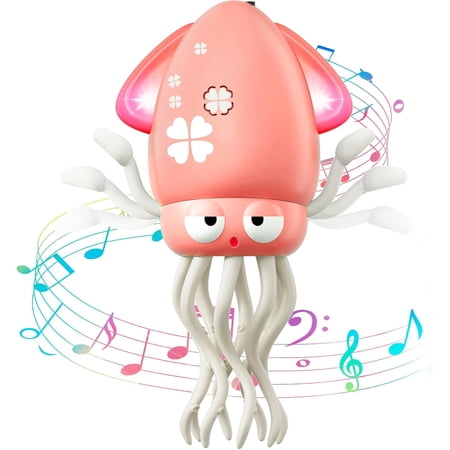 Dancing Crawling Octopus Baby Toy with Music & Lights USB Rechargeable Tummy Time Toy with Obstacle Avoidance for Toddlers Kids Office Desk Decor Birthday Gift for Boys & Girls Ages 1-6