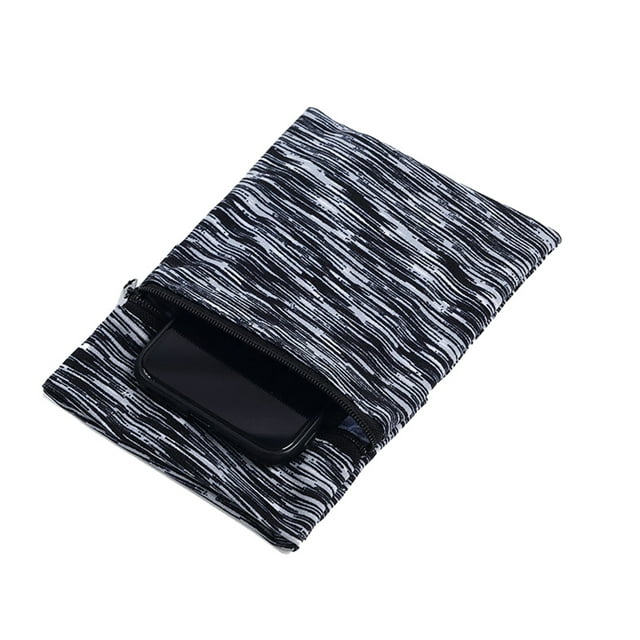 Pochette à Fermeture Éclair Bracelet Multifonctionnel pour Téléphone Portable Clés Cartes d'Identité Argent