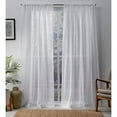 thumbnail image 2 of Exclusive Home Curtains Santos Embellished Stripe Sheer Linen Rod Pocket Curtain Panel Pair, 54x96, Winter White, 2 of 6