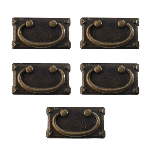 5pcs Rectangular Pull Handles, Zinc Alloy Cup Pull 3.77" Length Vintage Drawer Handles for Kitchen Cabinet Dresser Furniture