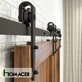thumbnail image 5 of Homacer Black Rustic Sliding Barn Door Hardware Kit, for Two/Double Doors, 6ft Long Flat Track, Arrow Design Roller, Heavy Duty, for Interior & Exterior Use, 5 of 7