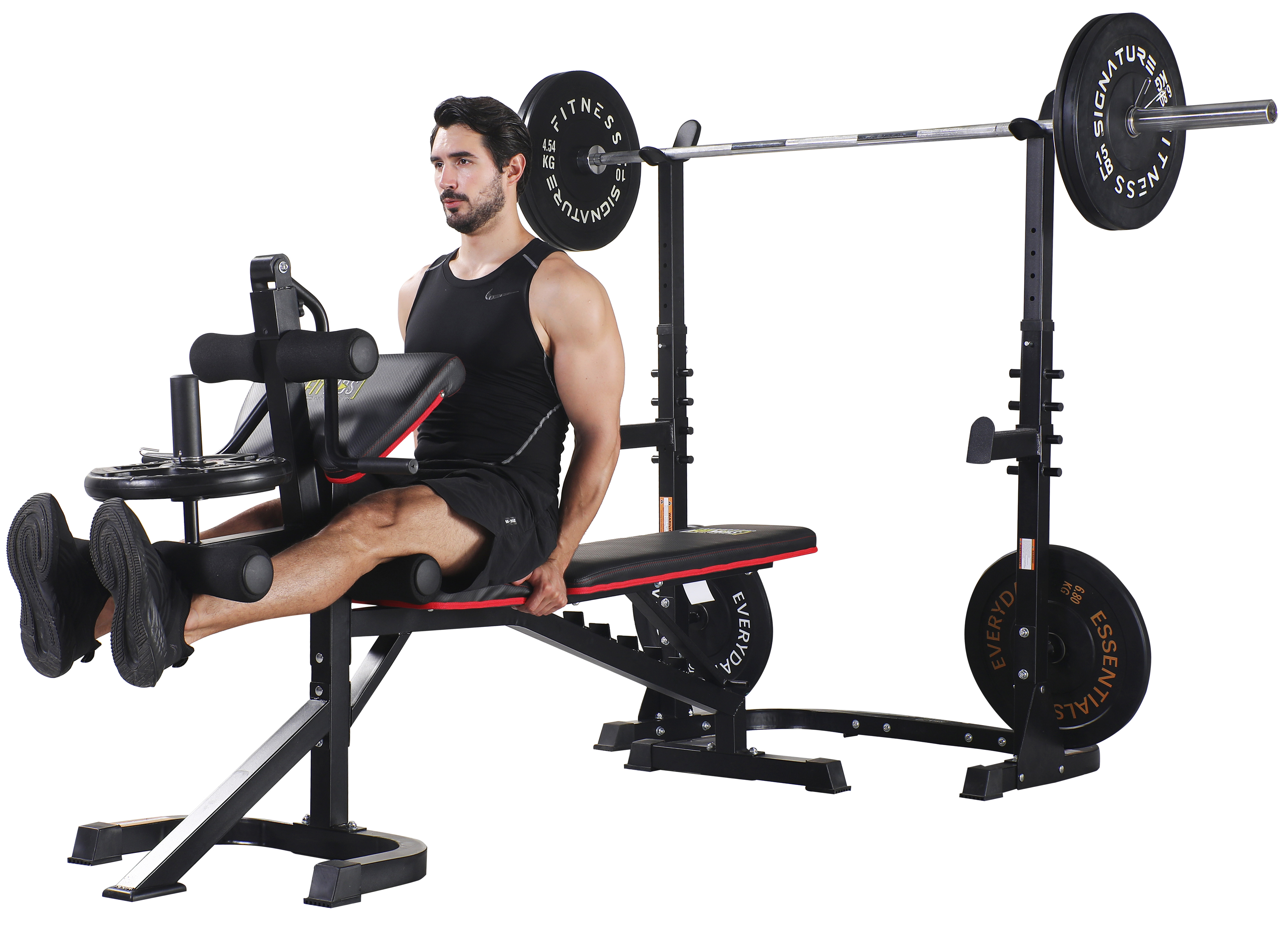 Fitvids LX600 Adjustable Olympic Workout Bench with Squat Rack, Leg Extension, Preacher Curl, and Weight Storage, 800-Pound Capacity (Barbell and weights not included) - image 4 of 10