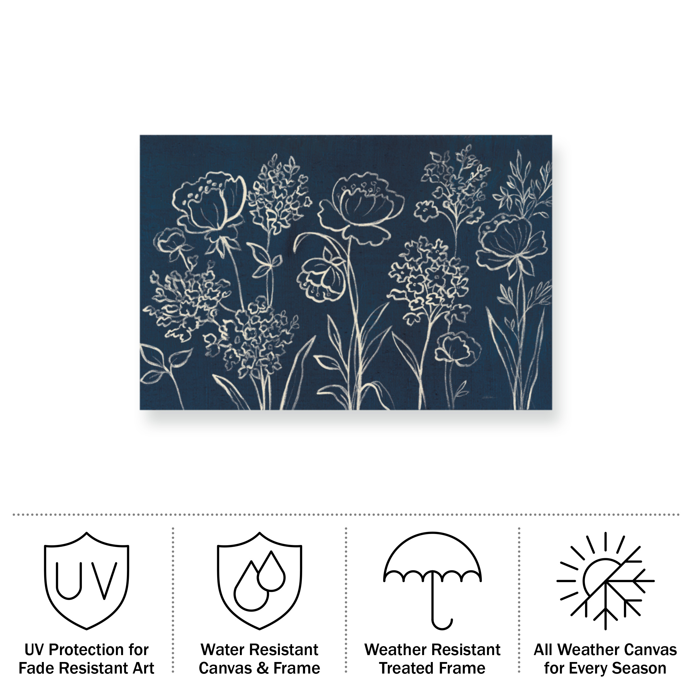 Silvia Vassileva 'Indigo Floral I' Outdoor Canvas 22x24