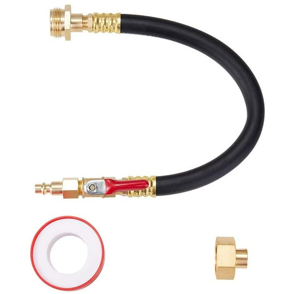 RV Winterizing Kit Sprinkler Blowout Adapter with Shut Off Valve,Air compressor Quick-Connect plug Male & Female Water