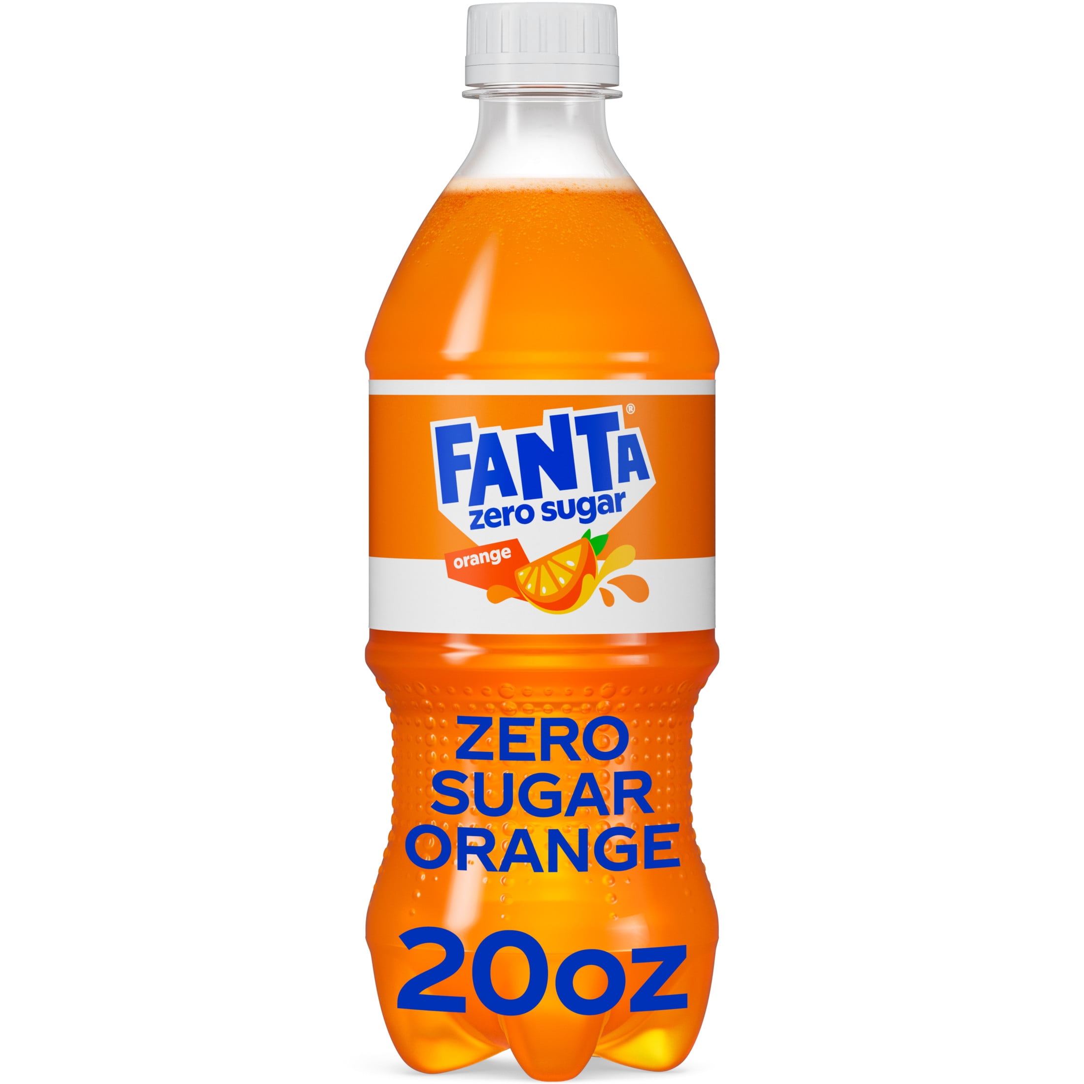 (4 pack) Fanta Zero Sugar Orange Soda Pop Bottle, 20 fl oz