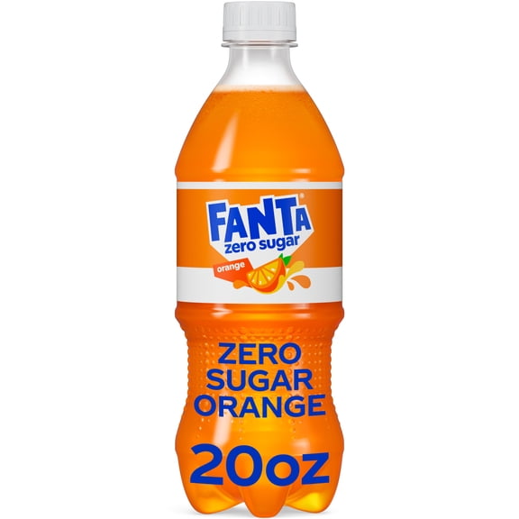 Fanta Zero Sugar Orange Soda Pop Bottle, 20 fl oz