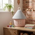 thumbnail image 4 of House Shaped Cotton Rope Storage Basket with Lid,Pink, 4 of 5