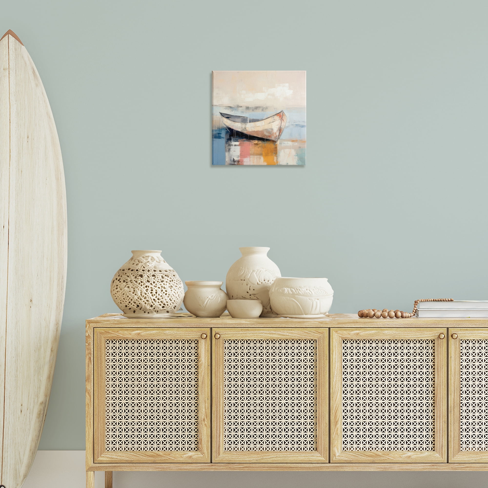 Stupell Industries Charming Coastal Boat Nautical & Beach Painting Wrapped Canvas Art Print Wall Art, 17 x 17