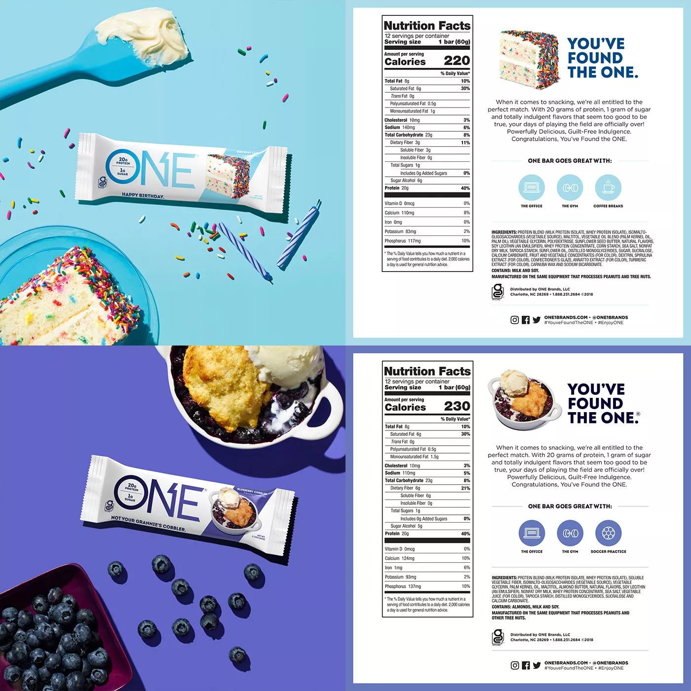 One Protein Bars, Variety Pack Sampler, Gluten Free 20g Protein and Only 1g Sugar, 2.12 oz Bars (10 Pack)