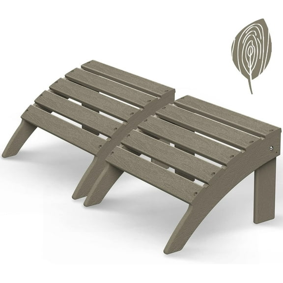 GREENVINES Adirondack-Ottoman | Wood Grain | Folding | Set of 2 | HDPE Plastic | Outdoor Footrest | All Weather | Foot Rest | Foot Stool | Desert Brown | for Adirondack Chair