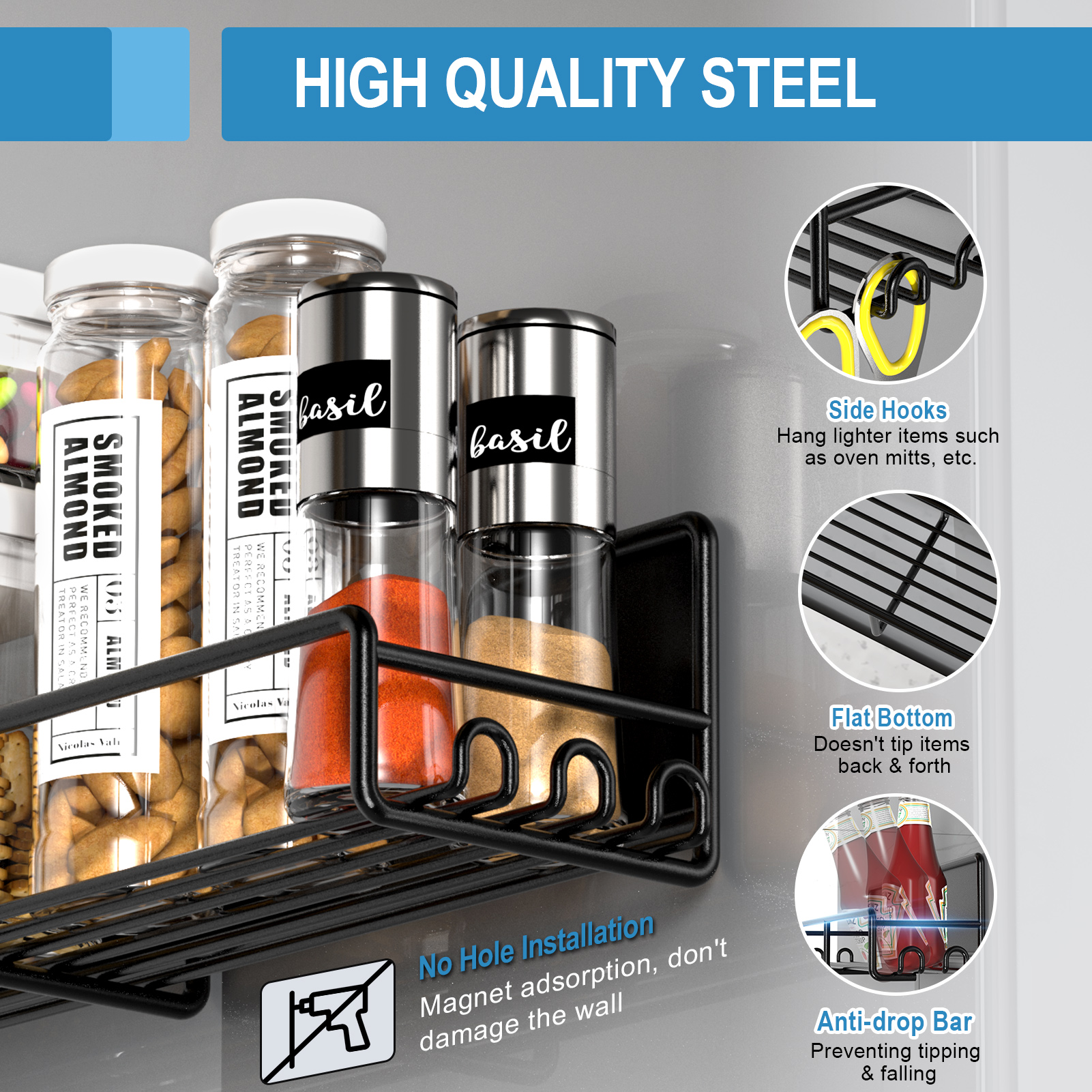 Sunally Magnetic Spice Rack Organizer, 4-Pack photo 4