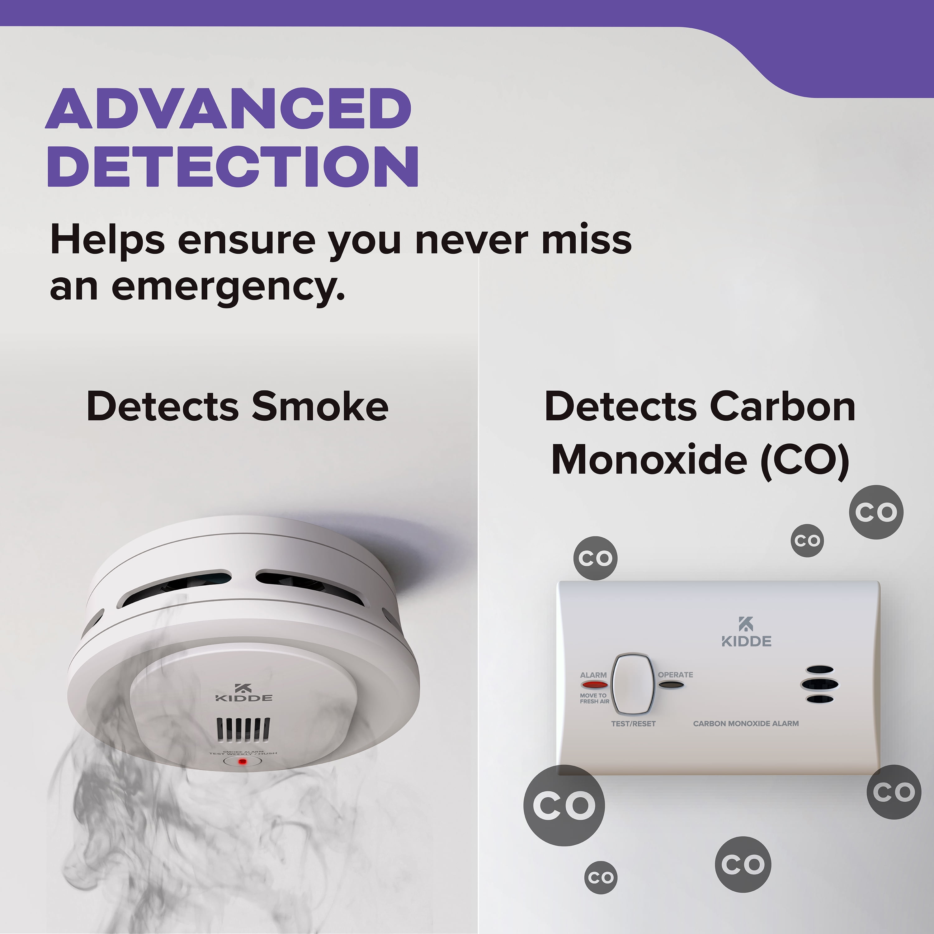 Kidde Battery-Operated 4-inch Smoke Detector & Carbon Monoxide Value Pack, Batteries Included