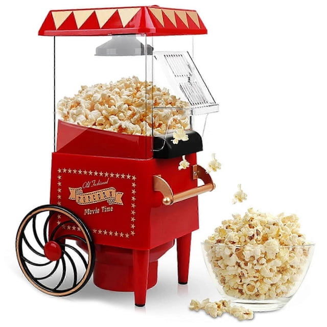 Popcorn Maker,Hot Air Popcorn Machine Vintage Tabletop Electric Popcorn Popper, Healthy and Quick Sn