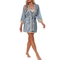 thumbnail image 4 of INSPIRE CHIC Women's 2 Pcs Satin Pajama Sets Nightgown with Robe Lingerie Lounge Sleepwear XS Gray Blue, 4 of 6